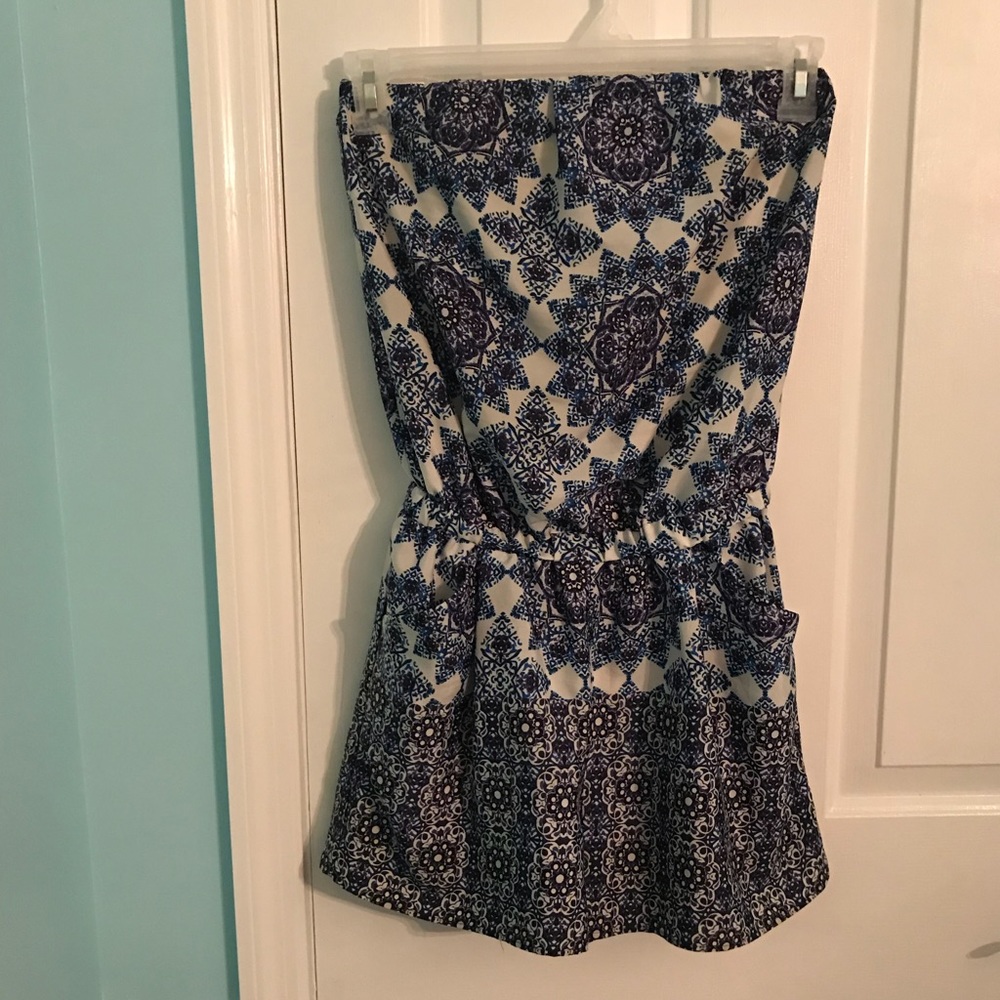 Blue and white romper